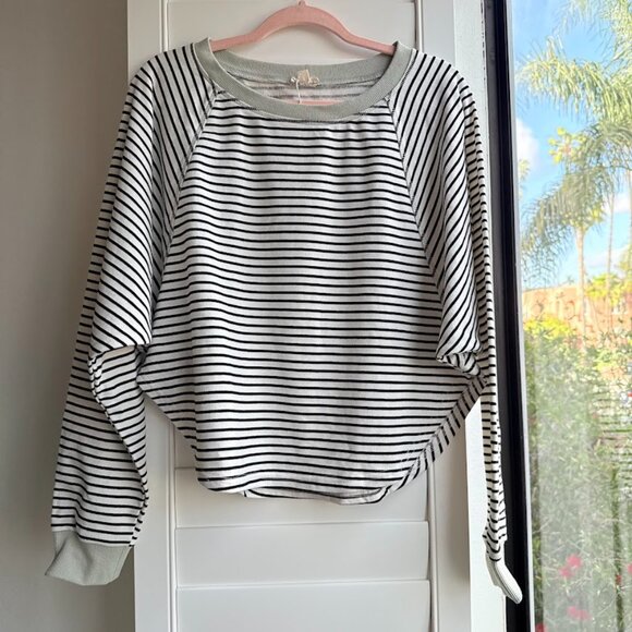 Hem & Thread Tops - NWT Hem & Thread size S // Striped French Terry Cropped Sweater